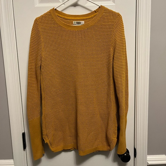 AKINI Dark Yellow Crewneck Cotton Blend Sweater With Side Zip Size M - Picture 1 of 9